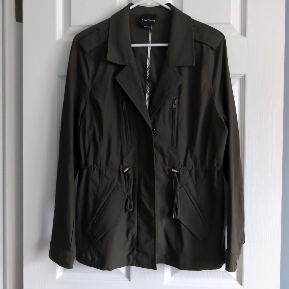Eden Society Women's L Olive Green Laysha‎ Jacket Cargo Coat Utility Adjustable